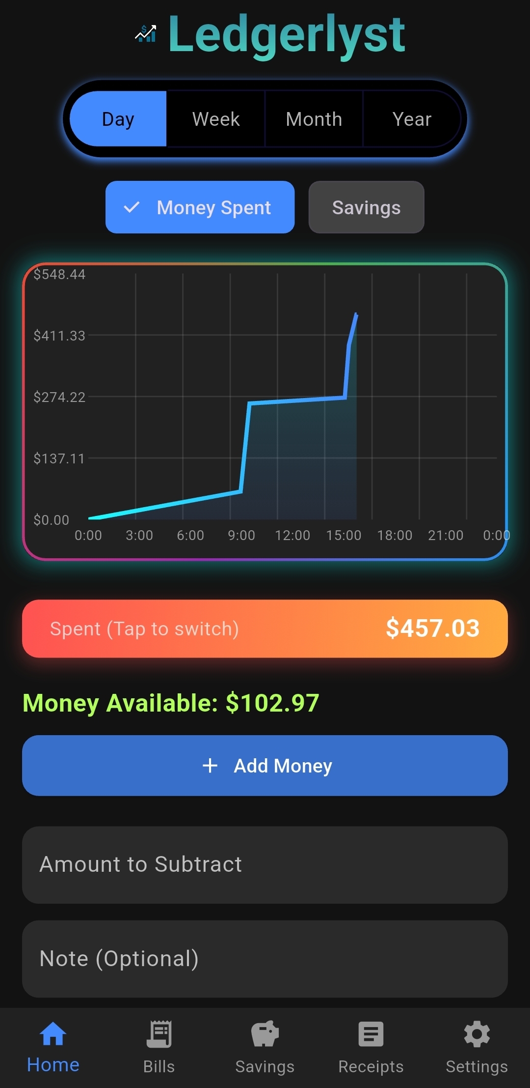Home screen